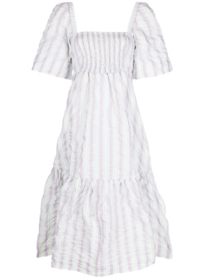 

Striped seersucker midi dress, GANNI Striped seersucker midi dress