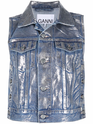

Sleeveless spray denim jacket, GANNI Sleeveless spray denim jacket