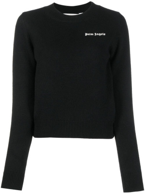 

Logo-embroidered ribbed-knit jumper, Palm Angels Logo-embroidered ribbed-knit jumper