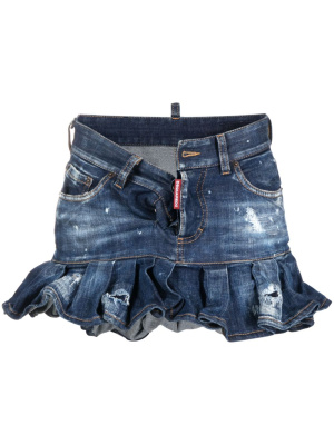 

Distressed-effect pleated denim skirt, Dsquared2 Distressed-effect pleated denim skirt