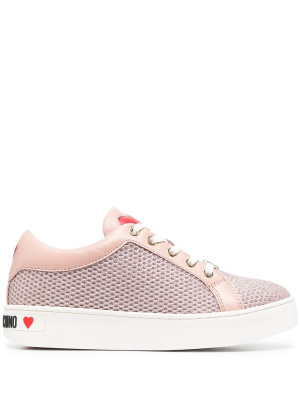 

Heart-embellished perforated sneakers, Love Moschino Heart-embellished perforated sneakers
