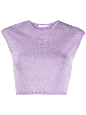 

Logo-embossed cap-sleeved T-shirt, Alexander Wang Logo-embossed cap-sleeved T-shirt