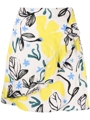 

Graphic-print ruffle-detail skirt, PS Paul Smith Graphic-print ruffle-detail skirt