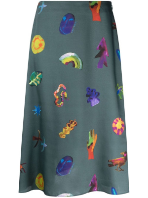 

Graphic-print midi skirt, PS Paul Smith Graphic-print midi skirt