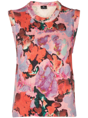 

Floral-print sleeveless knitted vest, PS Paul Smith Floral-print sleeveless knitted vest