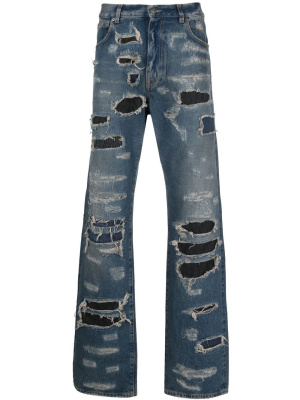 

Straight-leg distressed jeans, 424 Straight-leg distressed jeans
