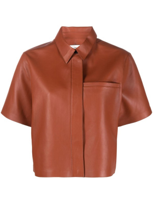

Short-sleeve leather shirt, Yves Salomon Short-sleeve leather shirt