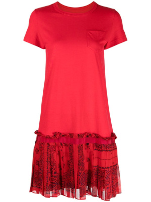 

Graphic-print cotton mini dress, Sacai Graphic-print cotton mini dress