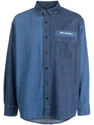 

Logo-embroidered denim shirt, Karl Lagerfeld Logo-embroidered denim shirt
