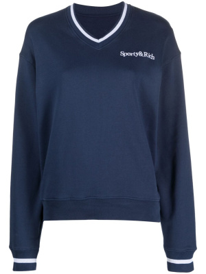 

Embroidered-logo V-neck sweatshirt, Sporty & Rich Embroidered-logo V-neck sweatshirt