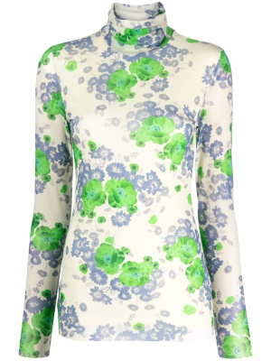 

Floral-print roll-neck top, GANNI Floral-print roll-neck top