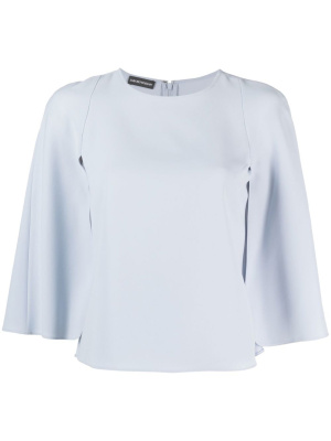 

Cape-sleeved round-neck blouse, Emporio Armani Cape-sleeved round-neck blouse
