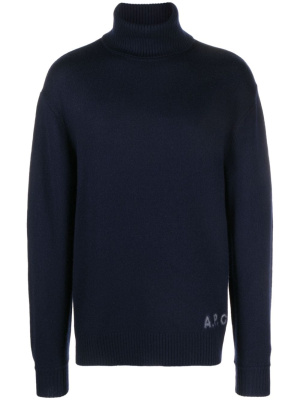 

Logo-print virgin-wool jumper, A.P.C. Logo-print virgin-wool jumper