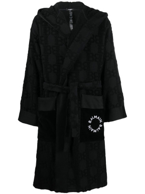 

Logo-print hooded robe, Balmain Logo-print hooded robe
