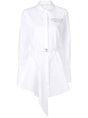 

Asymmetric-hem mini shirtdress, Off-White Asymmetric-hem mini shirtdress