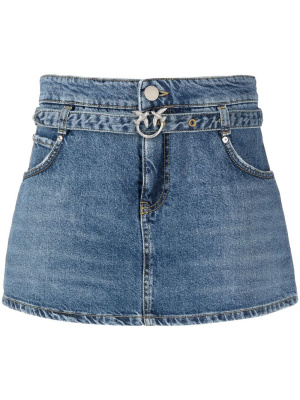 

Logo-plaque denim shorts, PINKO Logo-plaque denim shorts