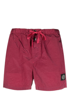 

Logo-patch crinkled shorts, Stone Island Logo-patch crinkled shorts