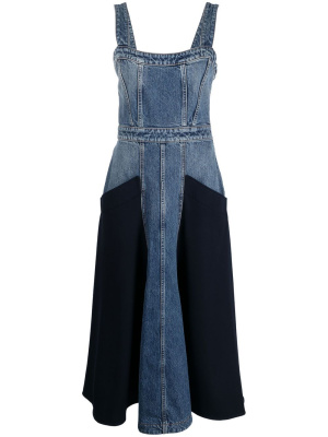

Paneled denim midi dress, Chloé Paneled denim midi dress