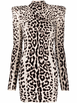 

Structured-shoulder leopard dress, Roberto Cavalli Structured-shoulder leopard dress