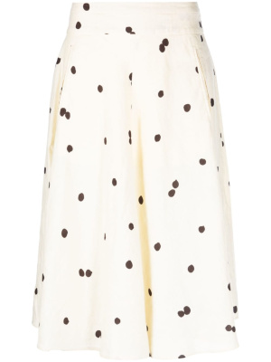 

Polka-dot print linen midi skirt, ASPESI Polka-dot print linen midi skirt