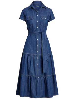 

Tiered midi shirtdress, Polo Ralph Lauren Tiered midi shirtdress