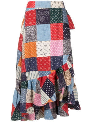 

Patchwork-design cotton midi skirt, Polo Ralph Lauren Patchwork-design cotton midi skirt