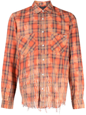 

Logo-print bleached flannel shirt, AMIRI Logo-print bleached flannel shirt