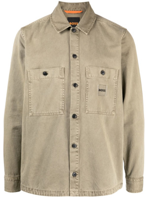 

Logo-patch cotton shirt jacket, BOSS Logo-patch cotton shirt jacket