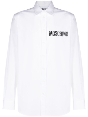 

Logo-print cotton shirt, Moschino Logo-print cotton shirt