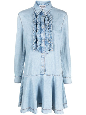 

Ruffle-detail denim dress, MOSCHINO JEANS Ruffle-detail denim dress