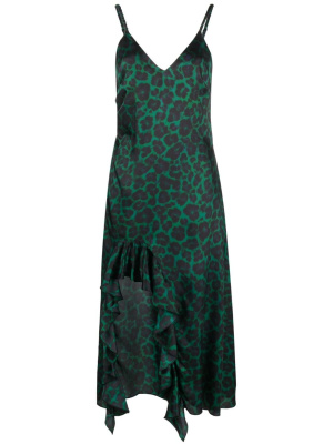 

Leopard-print side-slit midi dress, SANDRO Leopard-print side-slit midi dress
