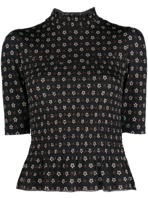 

Star-print smocked-waist top, SANDRO Star-print smocked-waist top