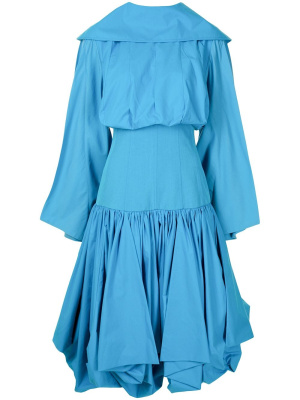 

Ruffled-hem pleated dress, LOEWE Ruffled-hem pleated dress