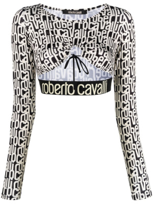 

All-over logo-print cropped top, Roberto Cavalli All-over logo-print cropped top