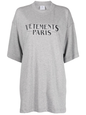 

Logo-print mélange-effect cotton T-shirt, VETEMENTS Logo-print mélange-effect cotton T-shirt