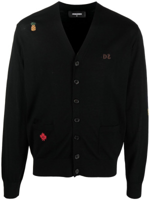 

Embroidered-logo V-neck cardigan, Dsquared2 Embroidered-logo V-neck cardigan