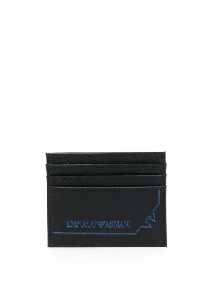 

Logo-print recycled leather cardholder, Emporio Armani Logo-print recycled leather cardholder