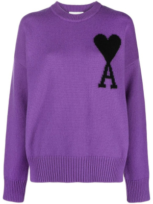 

Logo-intarsia wool jumper, AMI Paris Logo-intarsia wool jumper