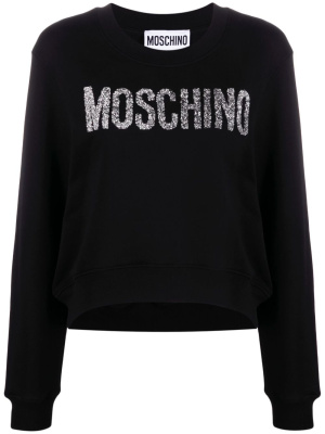 

Glitter-logo cotton sweatshirt, Moschino Glitter-logo cotton sweatshirt