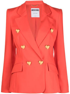 

Heart-button double-breasted blazer, Moschino Heart-button double-breasted blazer