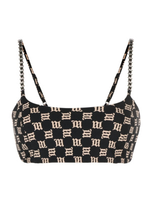 

Chain-embellished monogram bra top, MISBHV Chain-embellished monogram bra top