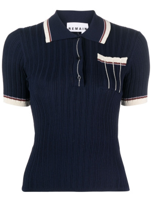 

Knitted short-sleeve polo top, REMAIN Knitted short-sleeve polo top