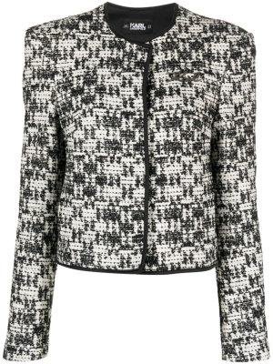 

Embroidered-logo bouclé jacket, Karl Lagerfeld Embroidered-logo bouclé jacket