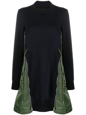 

Panelled long-sleeve minidress, Sacai Panelled long-sleeve minidress