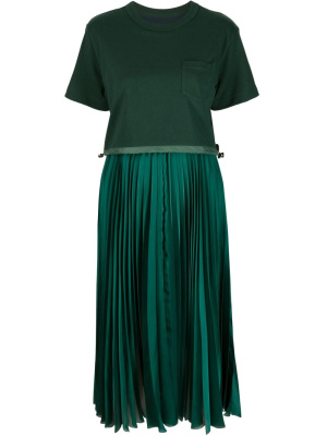 

Panelled pleated midi dress, Sacai Panelled pleated midi dress