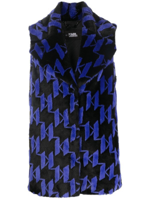 

Faux-fur monogram-pattern gilet, Karl Lagerfeld Faux-fur monogram-pattern gilet