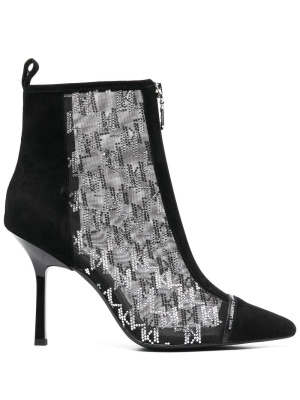 

100mm monogram-pattern pointed boots, Karl Lagerfeld 100mm monogram-pattern pointed boots