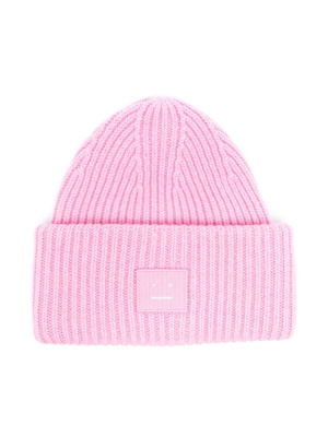 

Face-patch ribbed-knit beanie, Acne Studios Face-patch ribbed-knit beanie