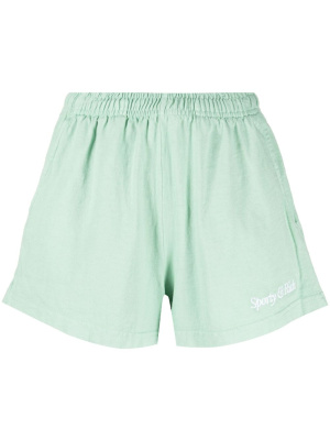 

Logo-embroidered cotton shorts, Sporty & Rich Logo-embroidered cotton shorts