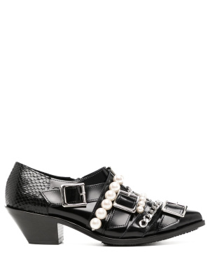 

Faux-pearl-embellished leather boots, Junya Watanabe Faux-pearl-embellished leather boots
